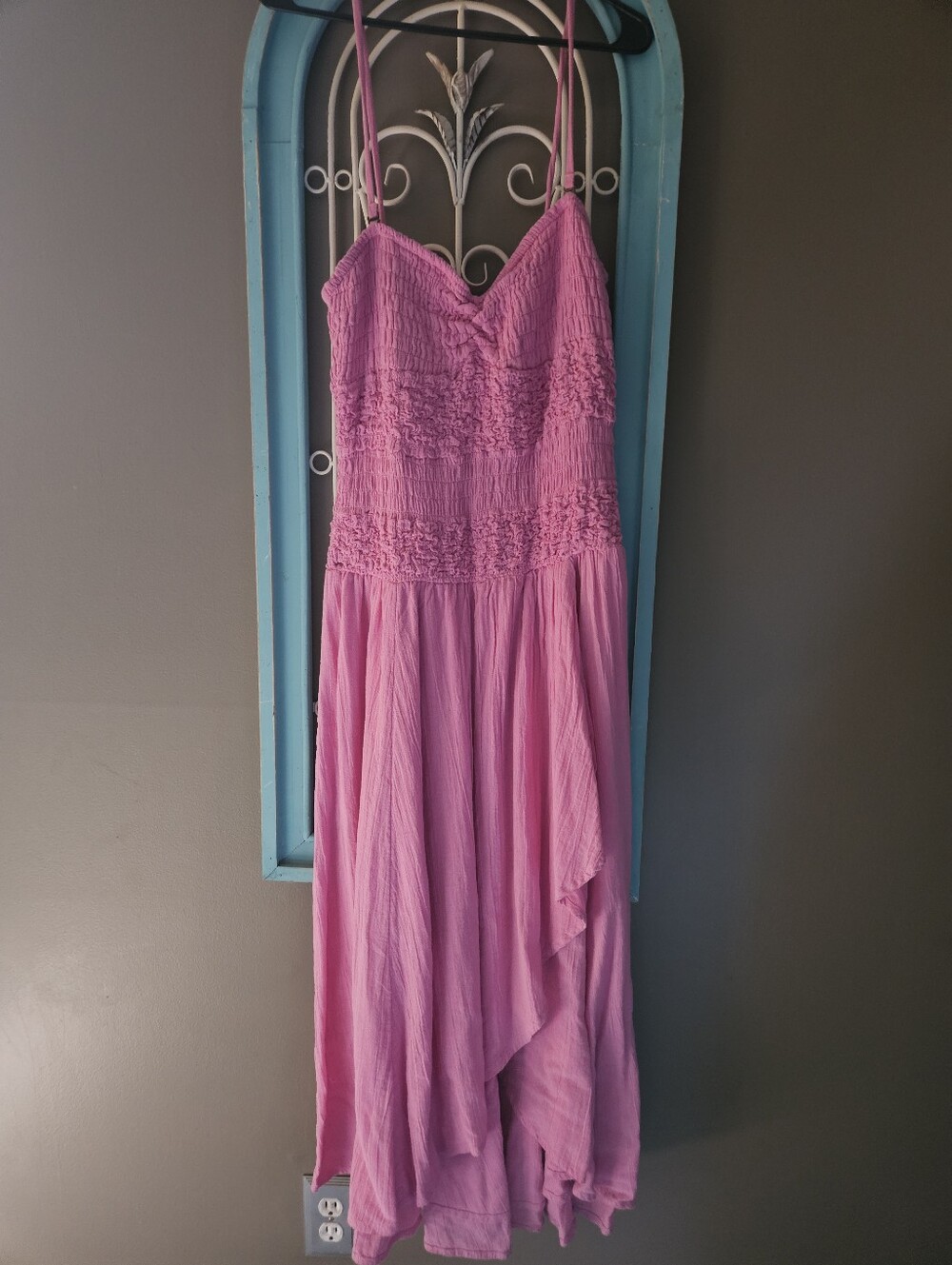 Free People Pink Smocked Spaghetti-Strap Maxi Dress